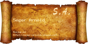 Seger Arnold névjegykártya